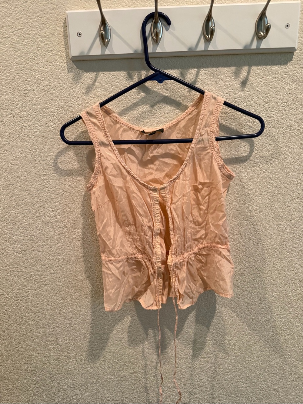 bebe Peach Tie-Front Sleeveless Tank